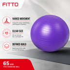 96 Pieces Exercise Ball for Fitness and Yoga, Purple PVC Stability Ball, 65cm, 2mm Thickness, 330 lb Capacity