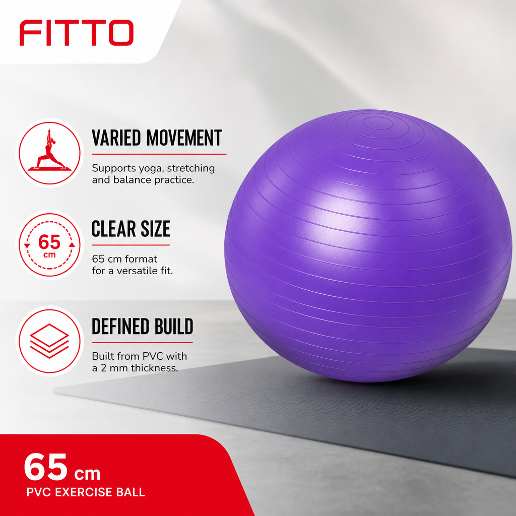 96 Pieces Exercise Ball for Fitness and Yoga, Purple PVC Stability Ball, 65cm, 2mm Thickness, 330 lb Capacity