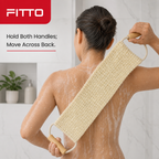 144 Pieces Long Bath Back Scrubber with Wooden Handles, Off-White, 10 x 50 cm, 1 Piece