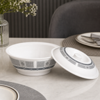 96 Pieces Melamine Bowl with Lid, 8 Inch, White and Grey Pattern