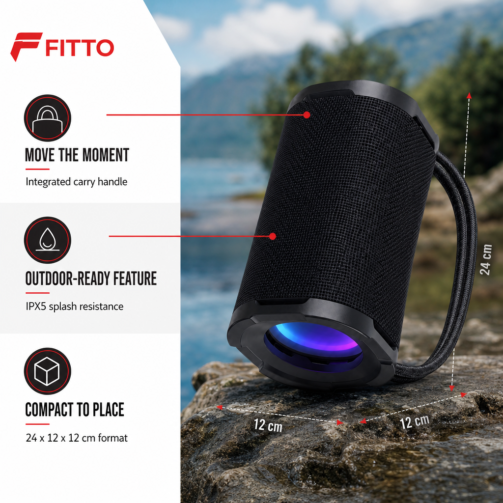 48 Pieces Portable Outdoor Party Speaker with IPX5 Splash Resistance, Carry Handle and Compact 24 x 12 x 12 cm Design