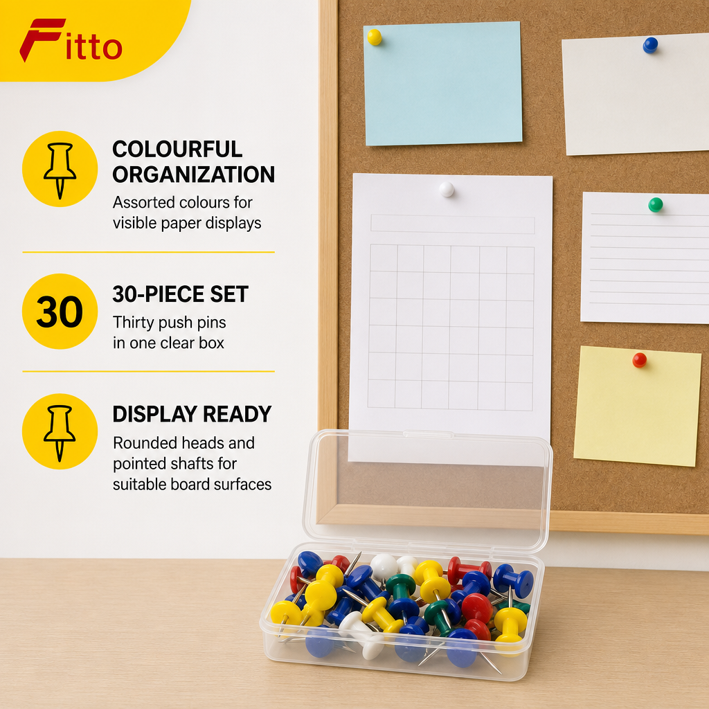 240 Pieces Push Pins, Assorted Colours, 30 Pieces with Clear Storage Box