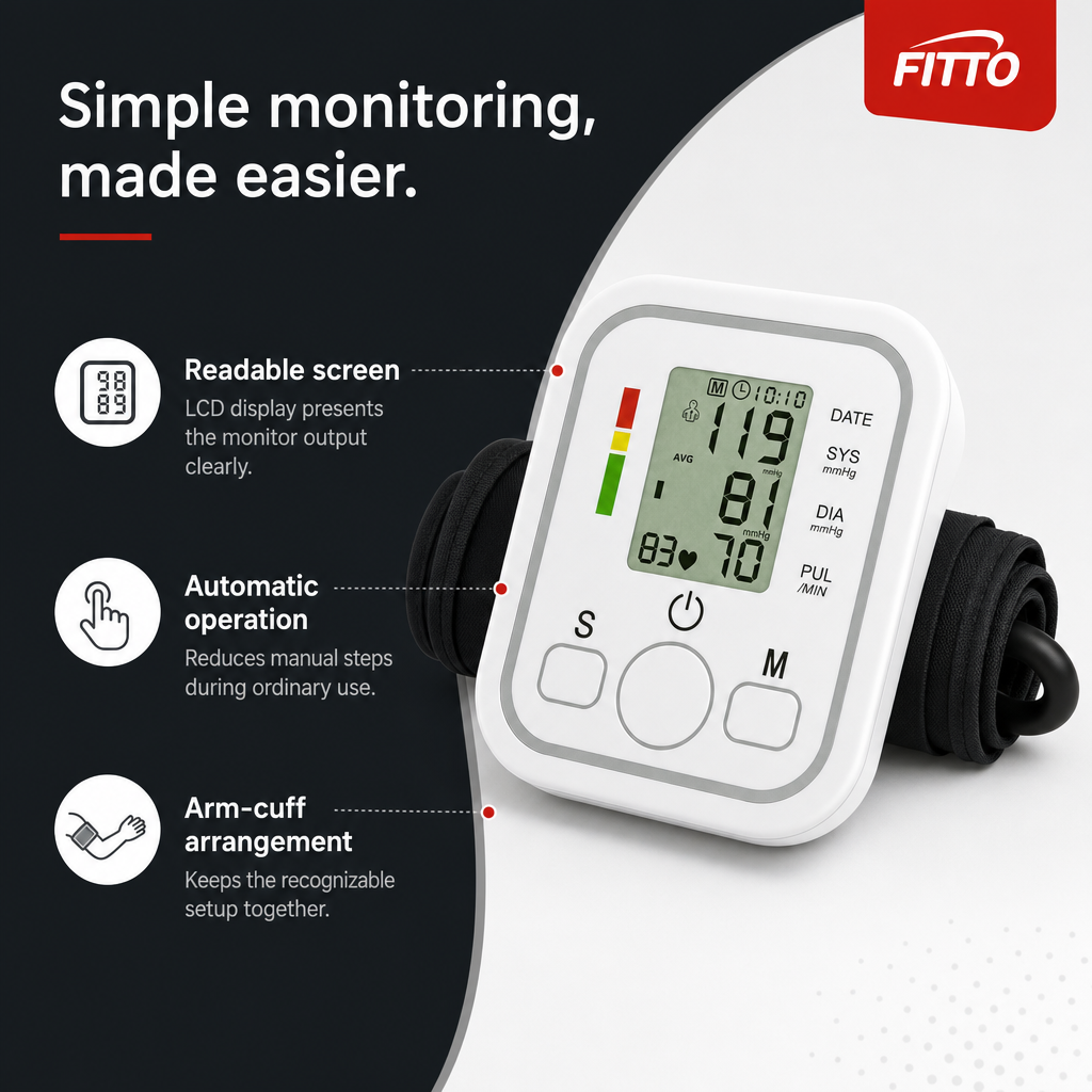 96 Pieces Automatic Digital Blood Pressure Monitors with Arm Cuff and LCD Display, White, 1 Piece
