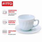 72 Pieces Opal Glass Coffee Cups with Saucers, 190 ml, 6-Piece Pack