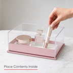 96 Pieces Acrylic Presentation Box, Pink And Clear Rectangular, 18 × 13.5 × 7.5 cm, 1 Piece