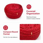 96 Pieces Round Woven Storage Box with Lid, Red, 18 x 18 x 12 cm