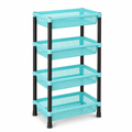 72 Pieces 4-Tier Plastic Storage Basket Rack, Aqua Blue, 40 x 30 x 22 cm