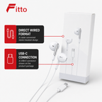 120 Pieces USB-C Wired Earphoneses, White Digital Decoding Stereo Headset