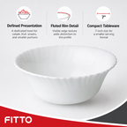 96 Pieces Opal Glass Salad Bowl, 7 Inch, Fluted Rim Serving Bowl for Kitchen Tablewares