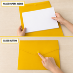 240 Pieces A4 Plastic Button Document Folder Yellow 1 Piece for Office and School Paperwork
