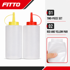 120 Pieces Plastic Squeeze Condiment Bottles, Red and Yellow, 2-Piece Set for Sauces and Dressings