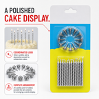 144 Pieces Silver Cake Candles, 24 Pieces with 12 Holders for Celebration Cakes