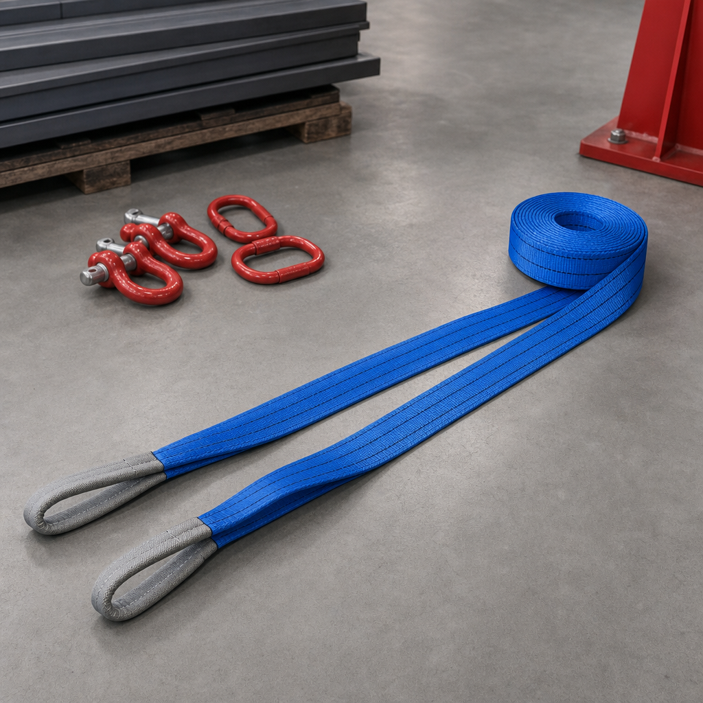 48 Pieces Heavy-Duty Polyester Flat Lift Sling Strap, 8 Ton Capacity, 6 Meter, Blue, 1 Piece