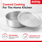 48 Pieces Aluminium Cooking Pot with Lid, Silver Round Cookwares for Kitchen Meal Preparation, 30 x 30 x 12 cm