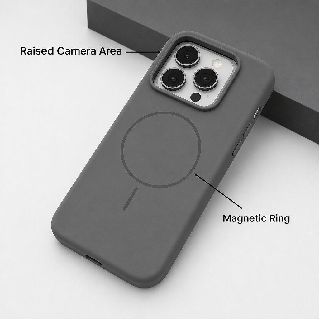 120 Pieces Silicone Magnetic Phone Cases with Raised Camera Protection for iPhone 17 Pro Max, Gray