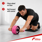 72 Pieces Ab Roller Wheel with Knee Mat, Pink, 32 cm Total Width