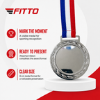 144 Pieces Sports Medal with Ribbon, Silver, 8 cm