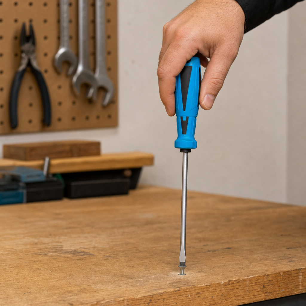 144 Pieces Long Flathead Screwdriver with Comfort Grip, 35 cm, Blue Black Silver, 1 Piece