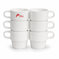 60 Pieces Stackable Ceramic Coffee Mugs with Geometric Handles, White, Set of 6