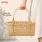 72 Pieces Handwoven Natural Fiber Basket Handbags with Double Handles, Beige, 30.2 cm