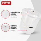120 Pieces Transparent Plastic Bucket with Lid and Carry Handle, 3 Litre Household Pail