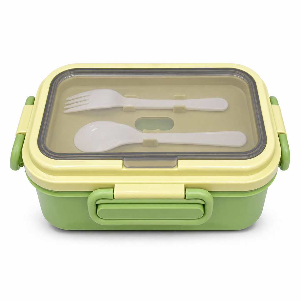 96 Pieces Rectangular Lunch Box with Locking Lid, Yellow and Green Plastic Food Storage Containers, 1 Piece, 22 x 16 x 9 cm