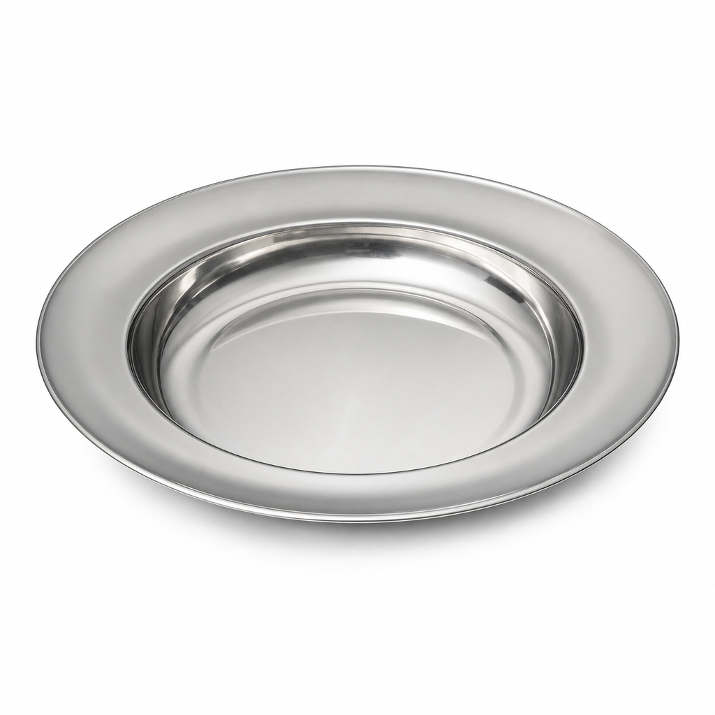 96 Pieces Stainless Steel Soup Plate, Round 29 cm, Raised Rim Serving Dish