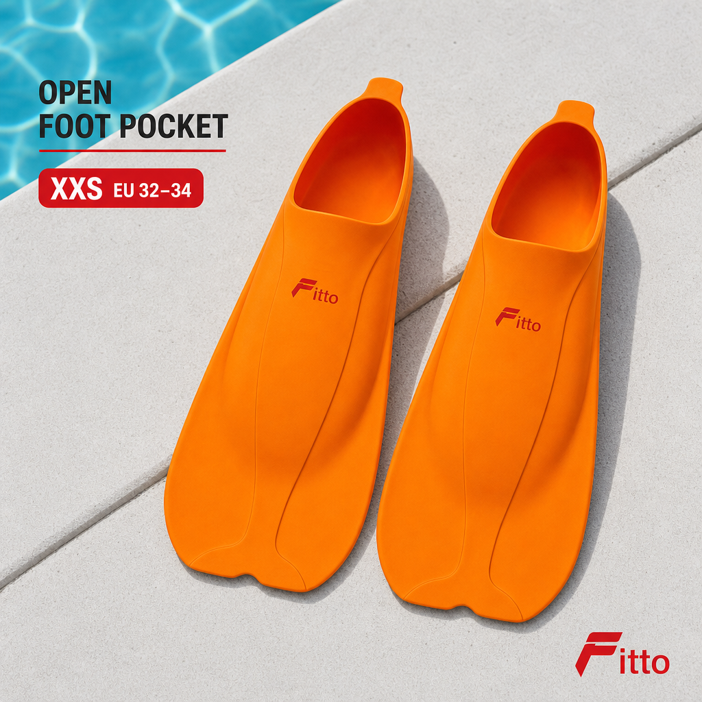 48 Pieces Swimming Fins for Pool Practice, XXS EU 32–34, Textured Sole and Open Foot Pocket