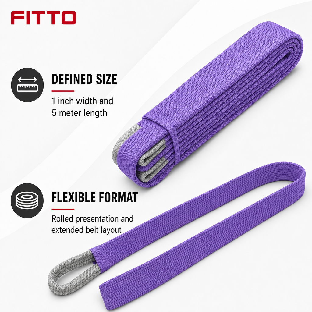 96 Pieces 1 Inch Polyester Lifting Slings Webbing Belt, 5 Meter Purple, Single Piece