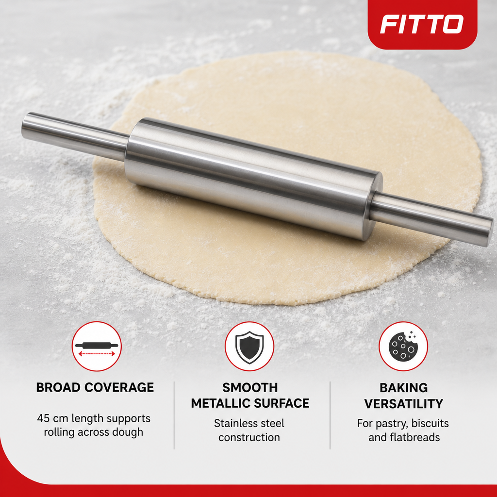 96 Pieces Stainless Steel Rolling Pin, 16.9 in / 45 cm, 1 Piece