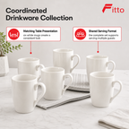 96 Pieces Ceramic Mug Set, White, 6 Pieces, Coordinated Drinkwares for Home Serving