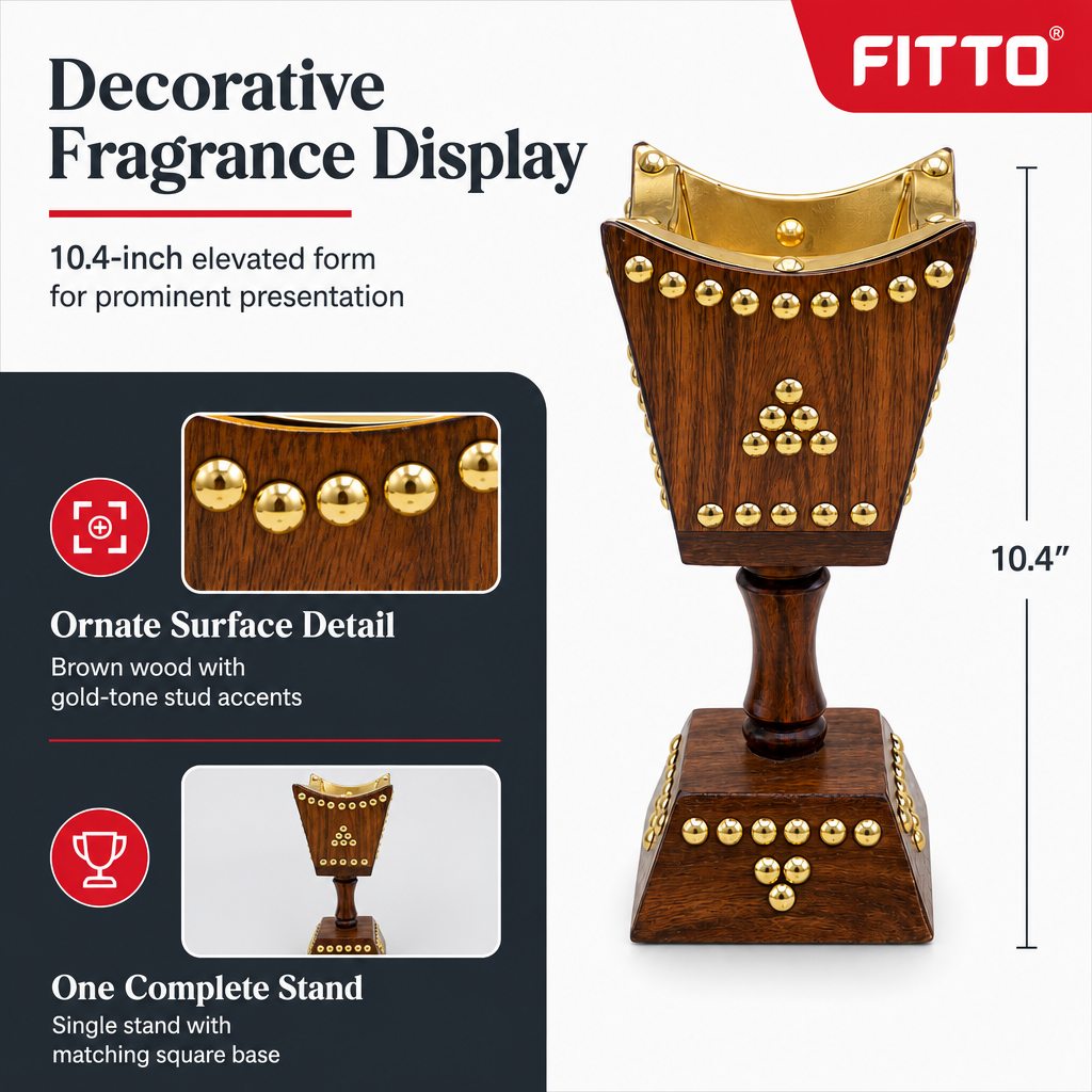 72 Pieces Decorative Wooden Incense Burner Stand, Brown and Gold, 10.4 Inch