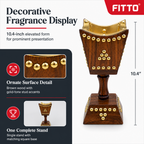 72 Pieces Decorative Wooden Incense Burner Stand, Brown and Gold, 10.4 Inch