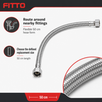 120 Pieces Stainless Steel Braided Flexible Hose Pipe, 50 cm, Silver, 1 Piece