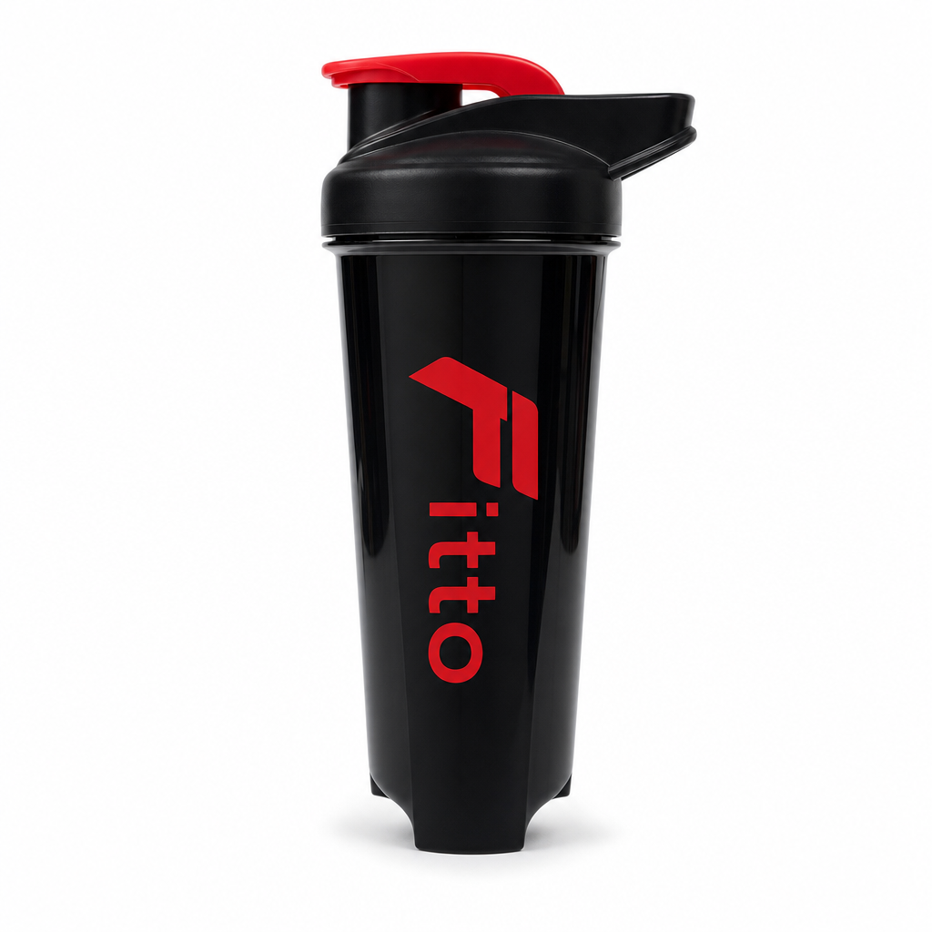 120 Pieces Sports Water Bottles, Protein Shaker with Flip Lid, Black Body and Red Cap, 1 Piece