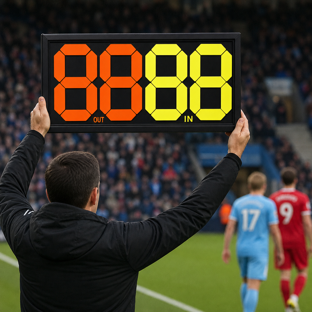 48 Pieces Football Substitution Boards, Double-Sided Player Change Display, Black Frame, Orange and Yellow Digits, 84 x 38.5 cm