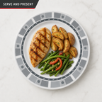 144 Pieces Dinner Plate, 6 Inch, Grey Round Plate With Geometric Border
