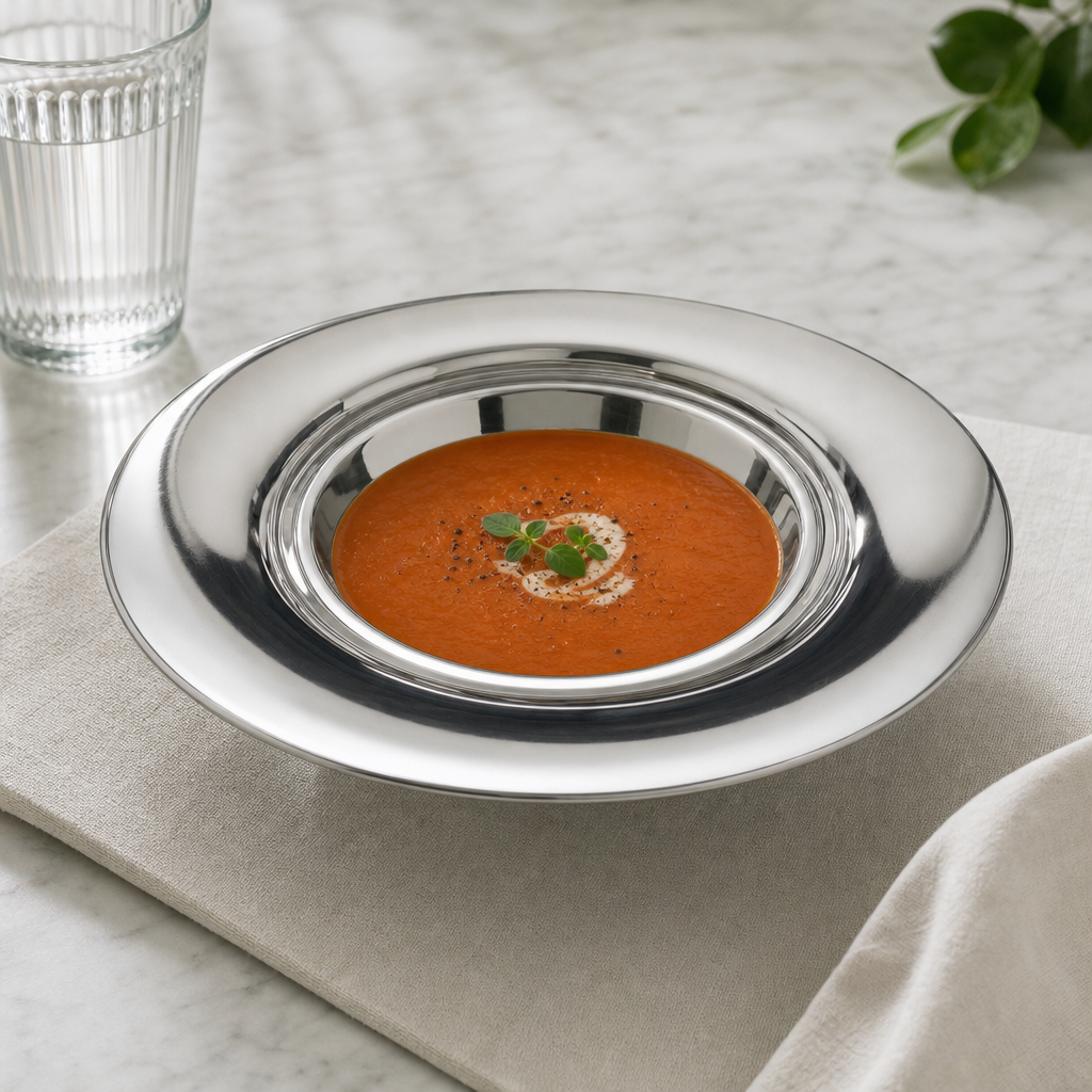 96 Pieces Stainless Steel Soup Plate, 24 cm Round Deep Serving Dish for Home Dining