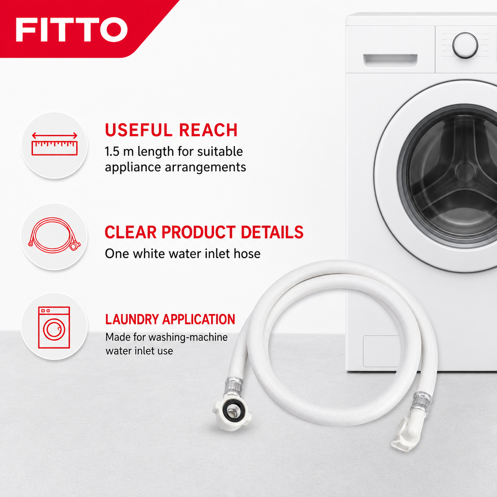 96 Pieces Washing Machine Water Inlet Hose, 1.5 m, White, 1 Piece