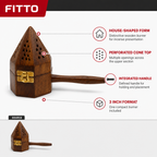 96 Pieces Wooden Incense Burner House with Handle, Conical Design, 3 Inch