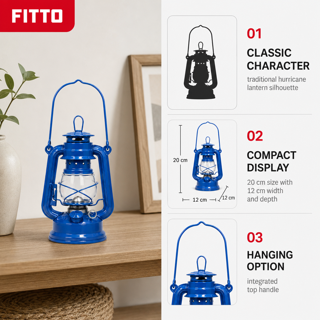 96 Pieces Metal Hurricane Lanterns, Small Blue Hanging Lantern, 20 cm