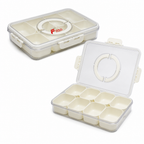 96 Pieces Clear 8-Compartment Food Storage Box with Locking Lid, 29 × 21 × 6.5 cm