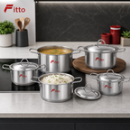 48 Pieces Stainless Steel Casserole Pot Set with Lids, Silver Small Size, 5-Piece Cookwares Set