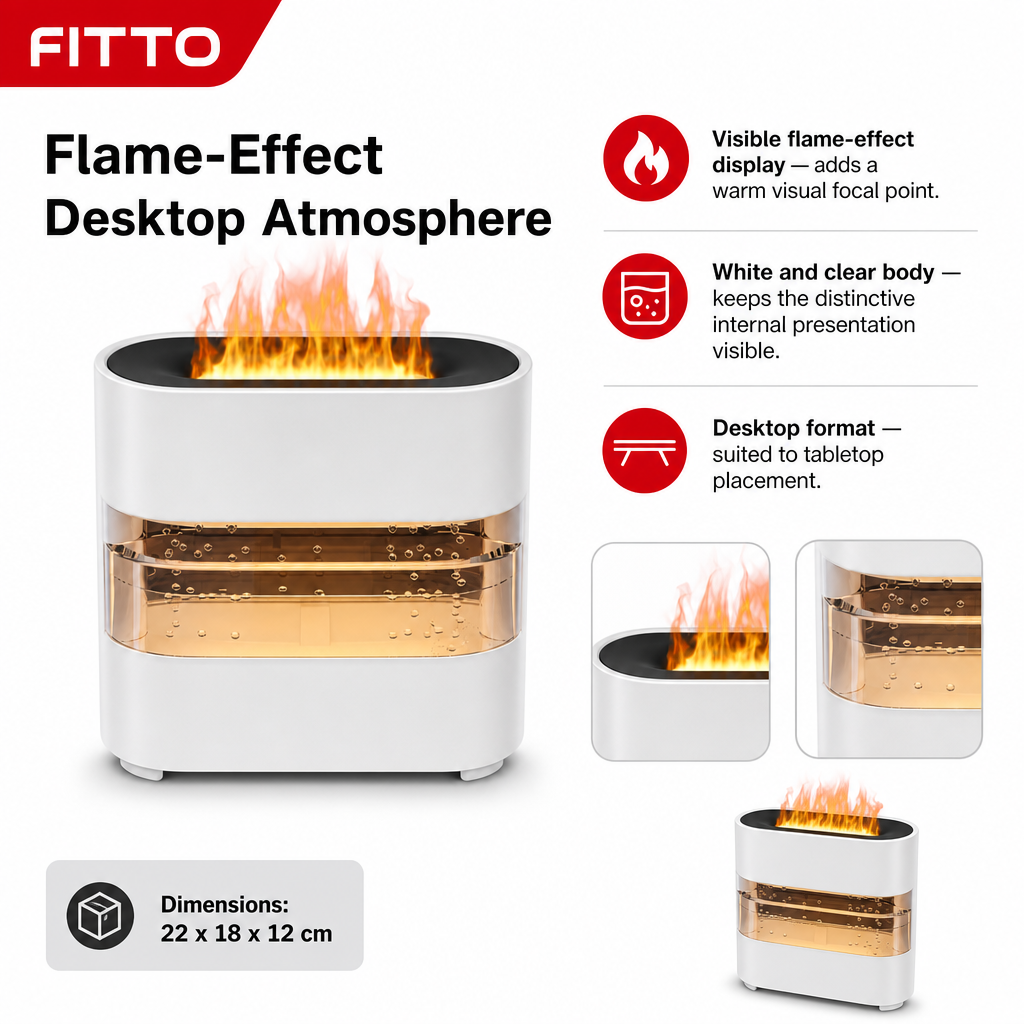 48 Pieces Desktop Flame-Effect Aroma Diffuser and Humidifier, White and Clear, 1 Unit