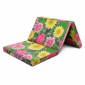 48 Pieces Folding Foam Mattresses, 3-Fold Design, 10 cm Thick, Floral Cover, 90 x 63 x 30 cm