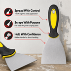144 Pieces 4-Inch Putty Knife Paint Scraper with Rubber Handle, Yellow Black and Silver, 1 Piece
