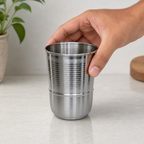 120 Pieces Silver Ribbed Stainless Steel Drinking Tumbler, 1 Piece