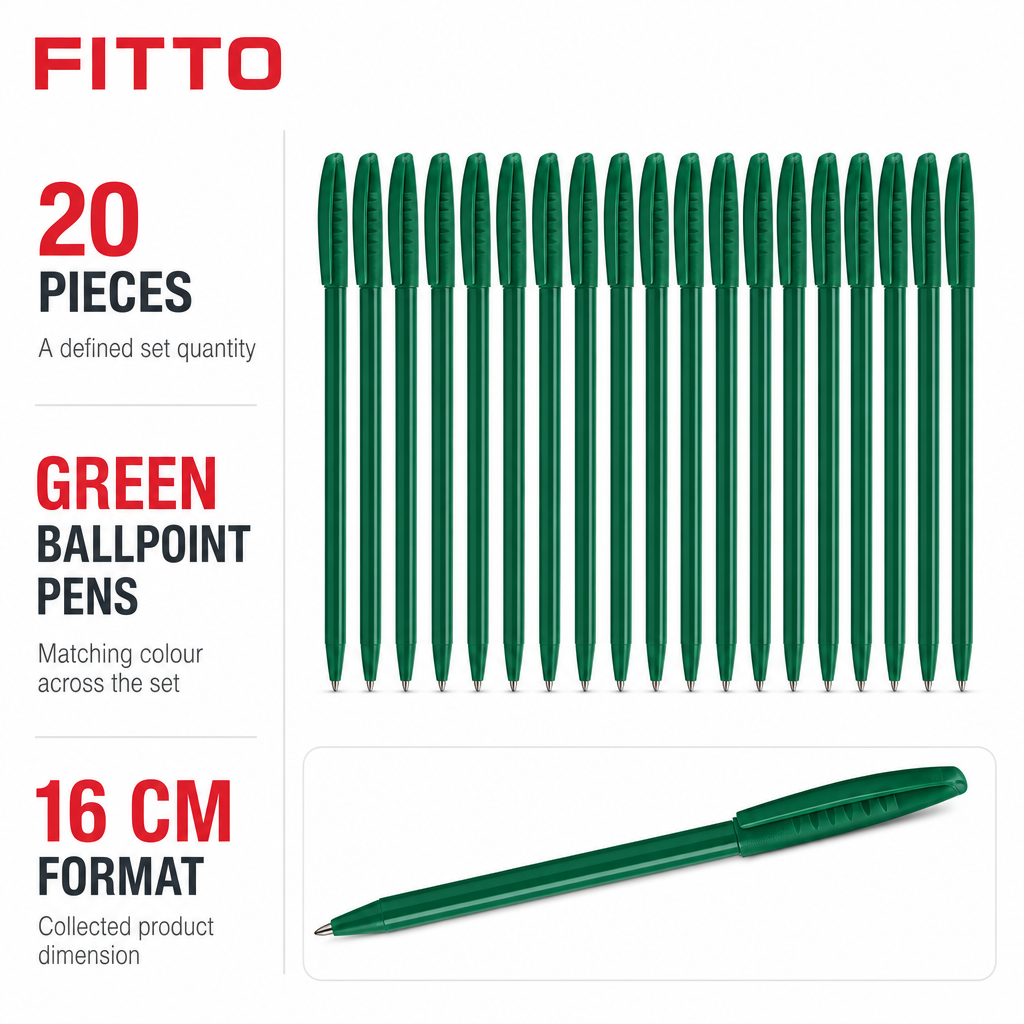 96 Pieces Ballpoint Pens, Green, 20 Pieces, Office and School Writing Supplies