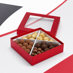 96 Pieces Red Square Chocolate Presentation Box with Clear Window and Divider Insert, 20 x 20 x 5 cm, 1 Piece