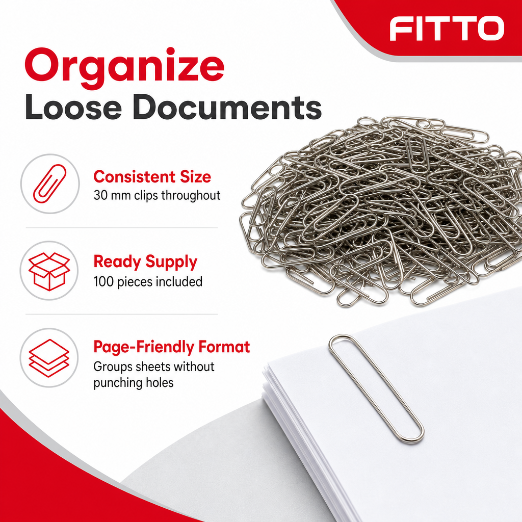 240 Pieces Silver 30 mm Paper Clips, 100 Pieces for Office and Document Organization